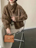 Eco-friendly Mink Fur Windproof Stand Collar Faux Mink Coat For Women Warm Winter Thick Jackets With Pockets 2DB5167