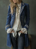Women's Vintage Gold Velvet Jacket Blazer Spring Autumn Casual Solid Color Patchwork Lace Jacket Elegant Long Sleeve Slim Coat