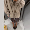 Printed Oversized Drawstring Waist Jackets Women Street Stand Collar Full Sleeve Zipper Slim Coats Autumn Chic Ladies Outerwears