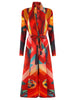 Niche Printed Windbreaker Women's Loose Oversized Long Sleeved Pleated Trench Cardigan Long Coat 2DB2481