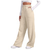 Women's Winter Sweatpants Solid Color Casual Fleece Sweatpants Outdoor Travel Camping Wide Leg Straight Pants