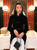 Spring Frog Button Jacket For Women Elegant Stand Collar Long Sleeve Tassel Coats Lady Chic High Street Chic Outerwear