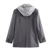 European and American style girl retro autumn women's hooded suit jacket female fake two-piece versatile