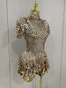 Shiny Shell Sequins Bodysuit Dress Women Sexy Nightclub Dance Performance Clothing Birthday Party Dresses