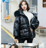 Winter Warm Duck Down Jacket Women's Clothes Glossy Fur collar Thicken Parka Short Down Coat Female