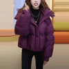 Hooded Collar Cotton-padded Jacket For Women Autumn Winter Solid Loose Warm Female Puffer Coat