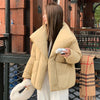 Women's Winter Lapel Puffer Jacket Loose Y2K Down Cotton Coat Woman Solid Color Casual Windproof Warm Cropped Parkas