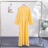 Casual Pleated Women's Dress Solid Long Sleeve O-Neck Waist-Closed Lace-Up Dresses Chic Female Vacation Holiday Robe
