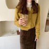 O Neck Solid Color Simple Short Loose Fit Knitted Cardigan Pring Autumn Sweet Casual Long Sleeve Sweater Jacket Women 9053