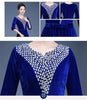 Middle-Aged Mother Golden Velvet Dress Women Autumn Party Dresses Lady V-Neck Temperament Long Dress Female Vestido