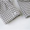 Women Casual Plaid Shorts Set Lapel Long-sleeved Zipper Jacket Short Pants Suit Lady Spring Daily Loose Outfits