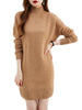Turtleneck Sweater Women's Pullovers 100% Merino Wool Long Sweater Dress Fall Winter Warm Long Sleeve Knit Jumper Female Dresses