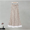 Elegant Satin Polka Dots Women's Maxi Dress Suit Ribbon V Neck Full Sleeve Waist Cinching Skirt Sets Evening Party Outfit