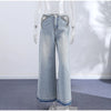 Y2K Women's Diamond Star Blue Jeans High Waist Pockets Zipper Wide Leg Denim Pant Summer Autumn Lady Street All-match Pants