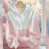 Spring Autumn Patchwork Knitted Cardigan Sweater Jacket Women Korean Ladies Single Breasted Hooded Sweater Coats Female Tops