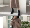 Autumn Winter Loose Turtleneck Women's Knitted Long Dresses Long Sleeve Vintage Straight A-line Dress Female