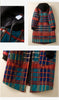 Autumn Winter Women Loose Red Plaid Parkas Hooded Padded Baggy Ladies Outerwear Vintage Buttons Pockets Warm Overcoat Parkas
