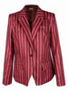 Missuoo Women's Striped Blazer Jacket Notched Collar Long Sleeve Buttoned Blazer Coat Commuter Outerwear for Female