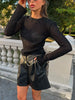 Women Coated Cinched-waist Leather Jacket Retro Casual Lapel Full Sleeve Zipper Fishbone Coats Lady Daily High Street Coat