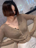 Pearl Button Women's Bright Silk Thin Sweater Coat Sexy V-Neck Knitted Sweater Top Gold and Silver Knitted Cardigan