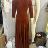 Spring Fall Women Suit Collar Velvet Long Dress Slim Elegant Office Lady Velour Dresses