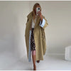 Oversize Women's Stand Collar Trench Coat Full Sleeved Single Breasted Pocket Side Split Long Windbreaker Autumn Lady Outwear
