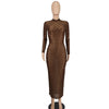 Turtleneck Skinny Women Dresses Sexy Skirt Long Sleeve Bodycon Sexy Streetwear Party Club Hollow out Long Dress