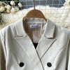 French Style Elegant Two Piece Sets Women Double Breasted Blazer Jacket + Mesh A-line Long Dress Korean Outfits