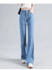 Loycell Sky Blue Ice Silk Boot Cut Pants Summer Casual High Waist Slim Simple Versatile Micro Flared Women's Jeans