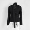 Solid Slim Elegant Jacket Women's Autumn Lace Up Patchwork Long Sleeve Bodycon Blazer Femme Office Commuter Coats