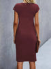 Women's casual dress tight dress front knot round neck medium-long dress basic daily wear