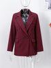 Solid Wine Red Blazer Jacket For Women Elegant Double Breasted Suit Coats Female Lapel Long Sleeve Office Lady Outerwear