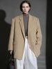 Herringbone Right Angled Shoulder Wool Blazer Coat Women, Ladies Autumn Winter Jacket
