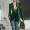 Leopard Print Velvet Blazers for Women Jacket Single Button Suit Collar Blazer Coat Long Sleeve Female Outerwear