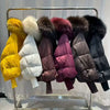 Winter Women's Casual Thickened Warm Knitted Sleeve Goose down Jacket Real Mink Collar Hooded