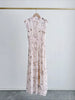 Kuzuwata Fresh Mid-length Print High Waist Robe Gentle Literary Lace Up Pleated Slim Mujer Japan Elegant Dress