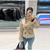 Women's Coats Jacket Double Breasted Belted Cropped Trench Coat Stand Collar Long Sleeve Casual Outerwear For Ladies