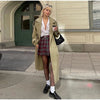 Casual Solid Long Women Coat Urban Full Sleeve Belt Double Breasted Female Jacket Autumn Winter Chic Lady Streetwear