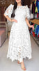 Elegant Lace Dress Irregualr Length Wedding Guest Bridal Shower for Bride Midi O Neck Hollow Out Women Classy Business Party