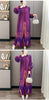 Red Pleated Hand-Cranked Floral Print Women's Long Dress Long Sleeve Elegant Temperament Elastic Loose Dresses 2DB4509