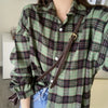 Black Flannel Shirt for Women Long Sleeve Collared Button-Up Tartan Plaid Shirt Jacket Teen-girl Casual Everyday Outfit