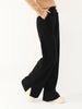 Women Wool Wide Leg Trousers Elastic Waist Side Slit Woman Wool Pants Autumn Winter 100% Merino Wool Knitted Soft Warm Trousers