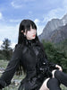Aoaiiys Mini Dress Women Black Gothic Lace Spliced Dresses Y2K Japanese Streetwear Lolita Dresses Spicy Girls Fall Clothes