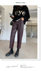 Autumn Winter PU Faux Leather Women's Wide Leg Pants High Waist Female Casual Loose Ankle Length Trousers