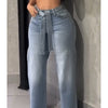 Women's Drilled Straight Leg Jeans Pants Stylish Baggy Pants Y2k Streetwear Outfit Wide Leg Loose Jeans Ladies Bottoms