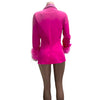 Women's Sparkle Diamond Blazers Coat Female Streetwear Long Sleeve Casual Spliced Feather Chic Suit Coats