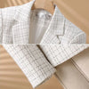 White Checkered Suit Jacket For Women Spring Autumn Small Fragrant Elegant Suit Coat Female Blazer