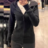 Streetwear Black Hoodie Coat Women's Clothing Hooded Zipper Slim Fit Y2k Jackets Casual Sweatshirts Tops Ropa Mujer