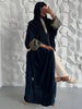 Middle Eastern Muslim Women Abayas +Hajib 2pcs Islamic Kaftans Casual Maxi Dresses Arabian Jilbabs Full Sleeve Open Front Abaya