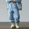 Striped Cotton Jacket Two‑piece Set Women Hooded Zip‑up Coat Wide‑leg Pants Suit Autumn Winter Daily Commute Outfit